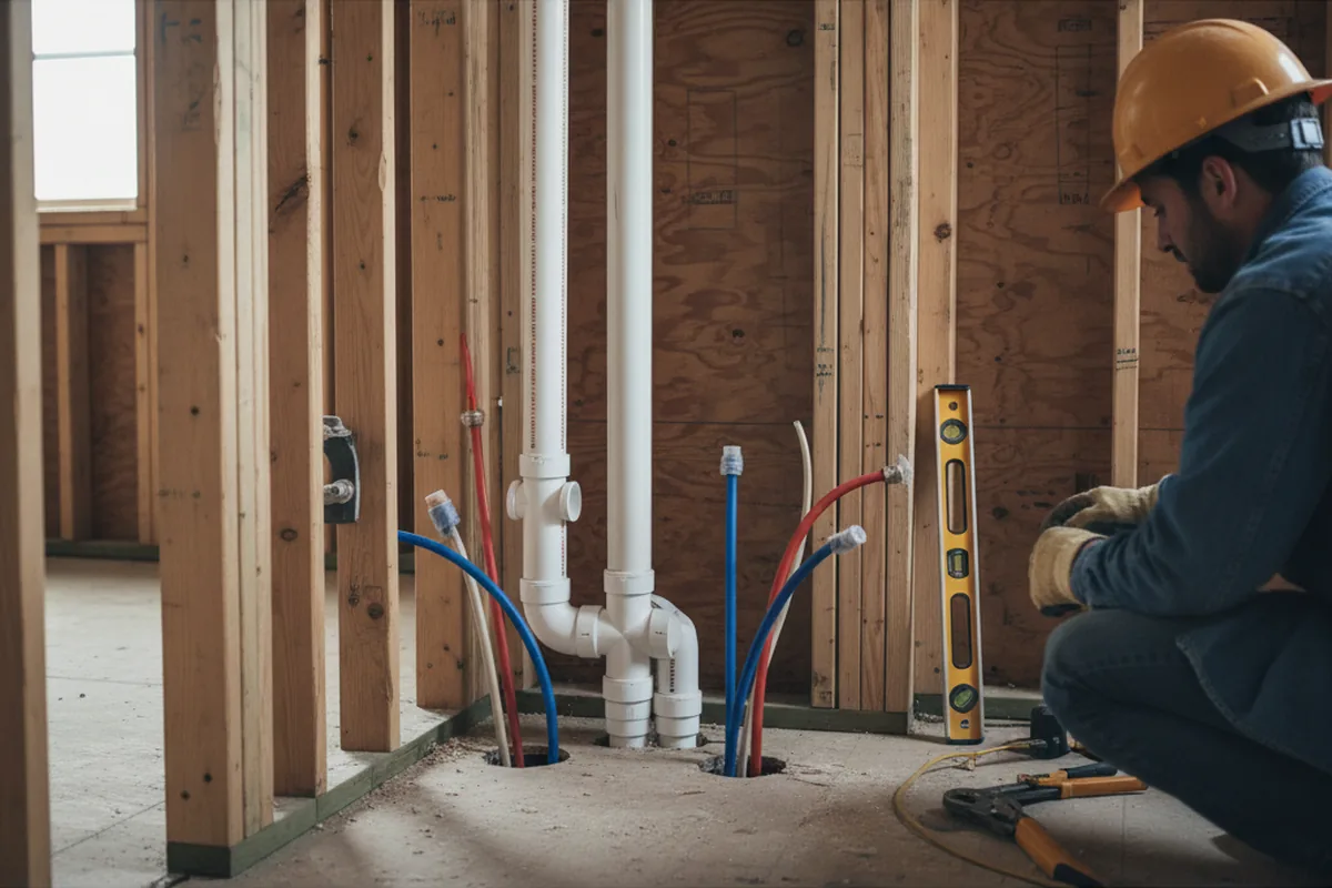 Drain and supply rough-in during Sump Pump Repair in Baldwin Park