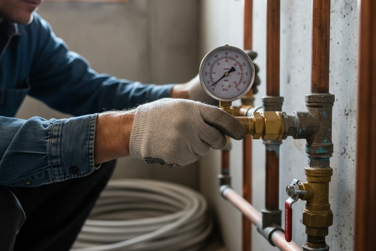 Pressure testing a repaired line during Water Line Repair in Baldwin Park